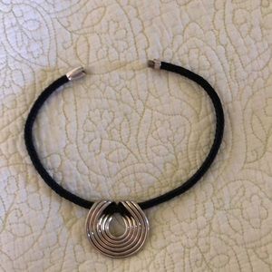 Choker sterling silver and black braided